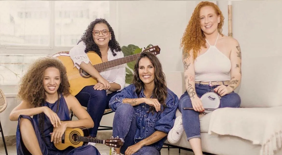 Ju Moraes terá ao lado as artistas Marília Sodré (voz e violão), Lorena Martins (bateria) e Rayra (voz e cavaquinho)