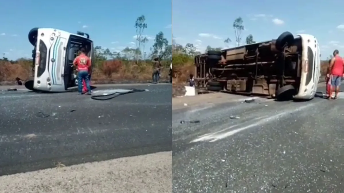 Acidente aconteceu por volta das 12h45, após o ônibus tombar no Km 326