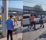 Imagem ilustrativa da imagem Taxista e motorista de app brigam por disputa de cliente; assista