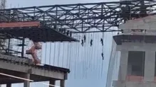 Imagem ilustrativa da imagem Vídeo: operários ficam pendurados a 140 metros de altura