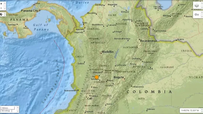Outros locais, como Bogotá e Medellín, localizada a 230 km, também foram atingidos