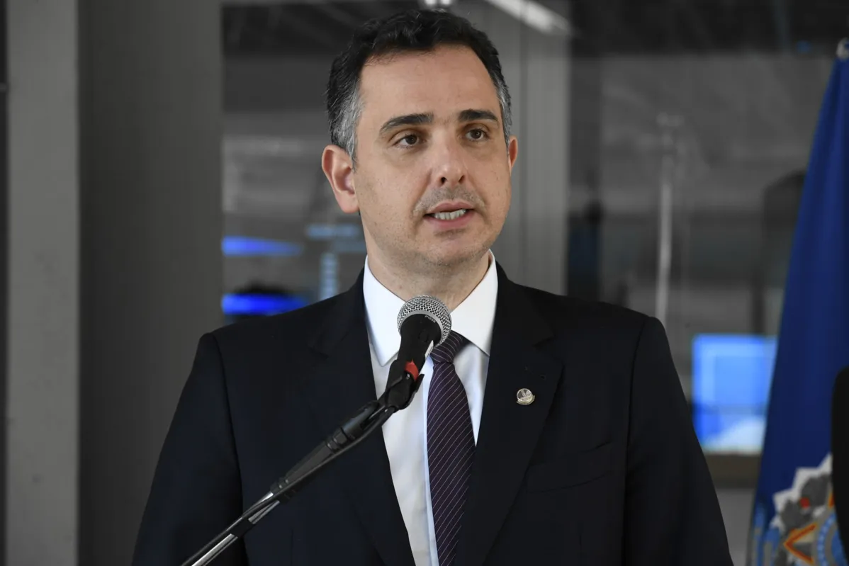 Presidente do Senado Federal, senador Rodrigo Pacheco (PSD-MG) em pronunciamento