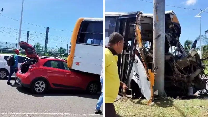 Veículo de passeio, modelo Hyundai HB20X, veio atrás e bateu no fundo