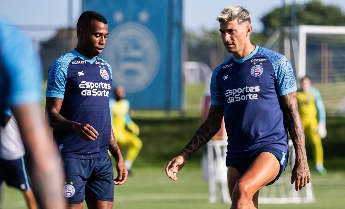 Jean Lucas e Cuesta durante treino