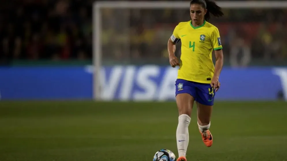 Zagueira durante partida da Copa do Mundo