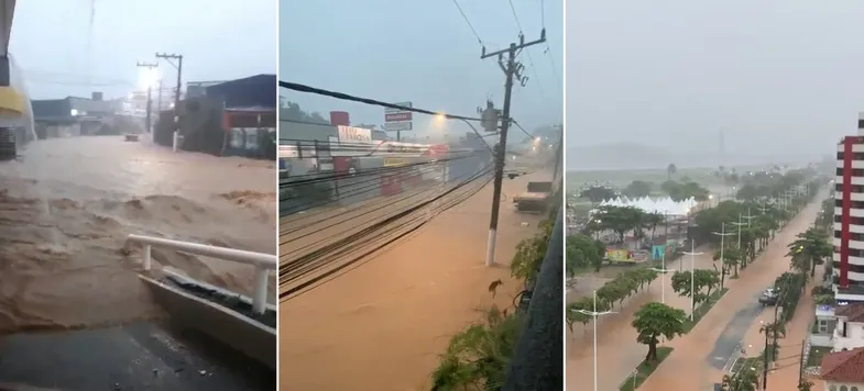 Vídeos enviados à redação do Portal A Tarde evidenciam ruas da cidade completamente alagadas