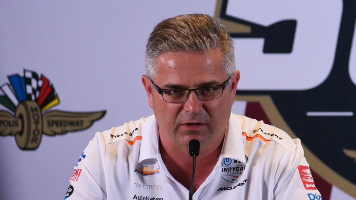 Gil de Ferran no Indianapolis Motor Speedway em 2019