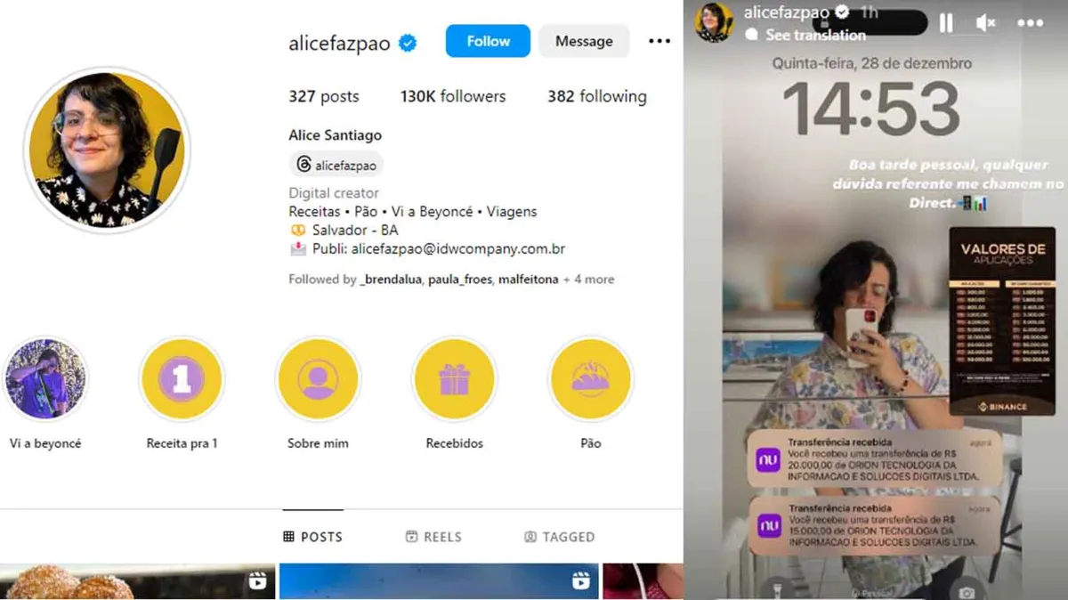 A influenciadora Alice Santiago acumula 130K no Instagram profissional