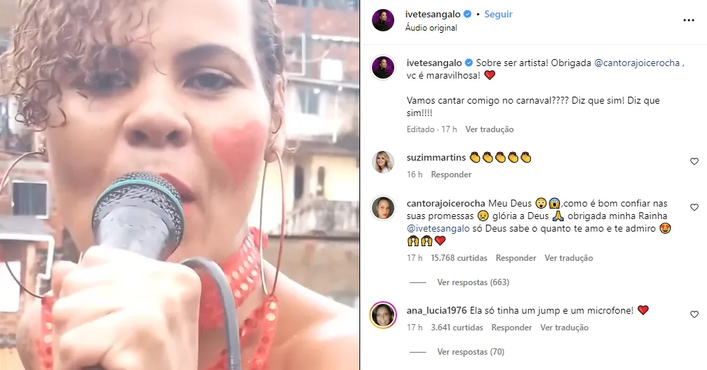 Ivete repostou o vídeo e fez o convite em uma rede social