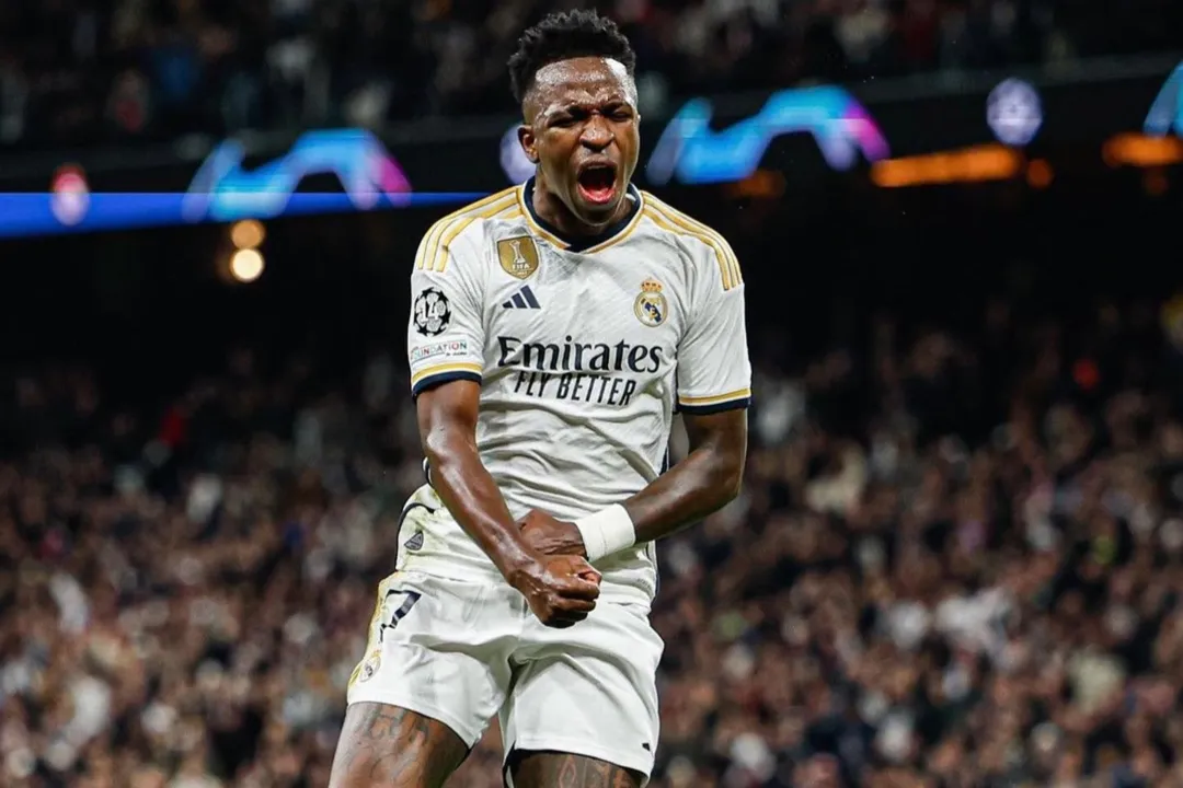 Vinicius Junior comemora gol pelo Real Madrid