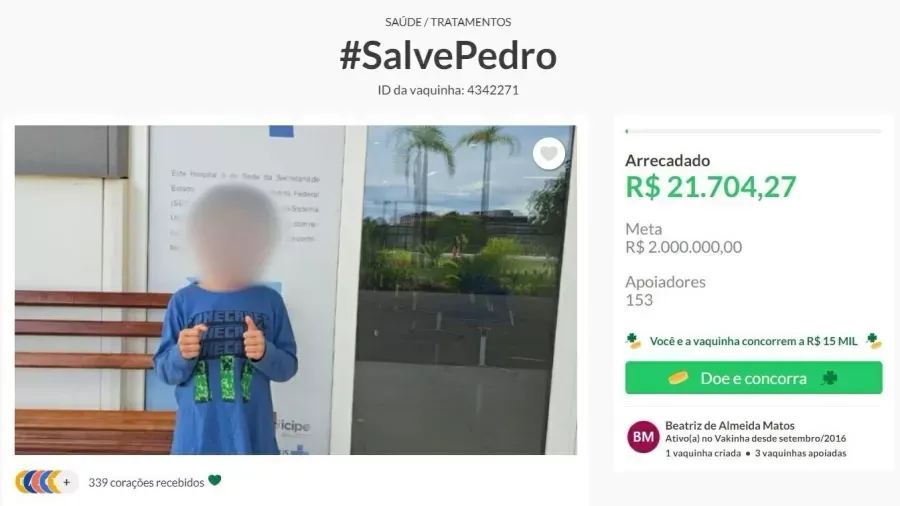 Até o momento, 153 pessoas contribuíram com a vaquinha