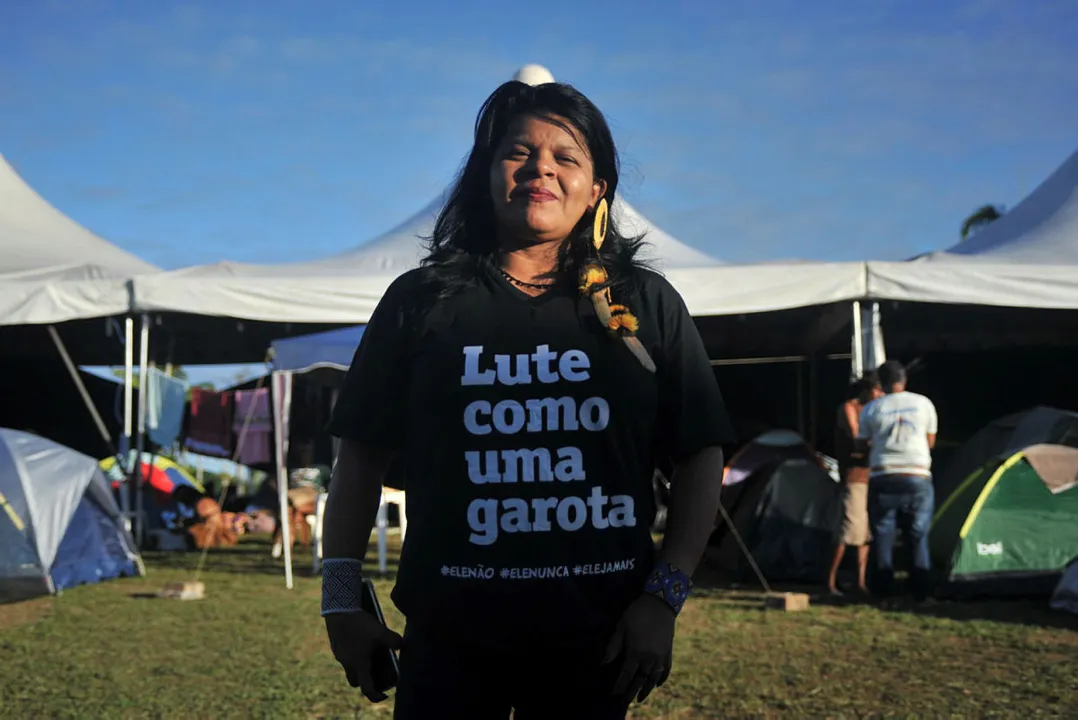 Sonia Guajajara, então coordenadora executiva da APIB (articulação dos Povos Indigenas do Brasil), em visita a Bahia em 2019