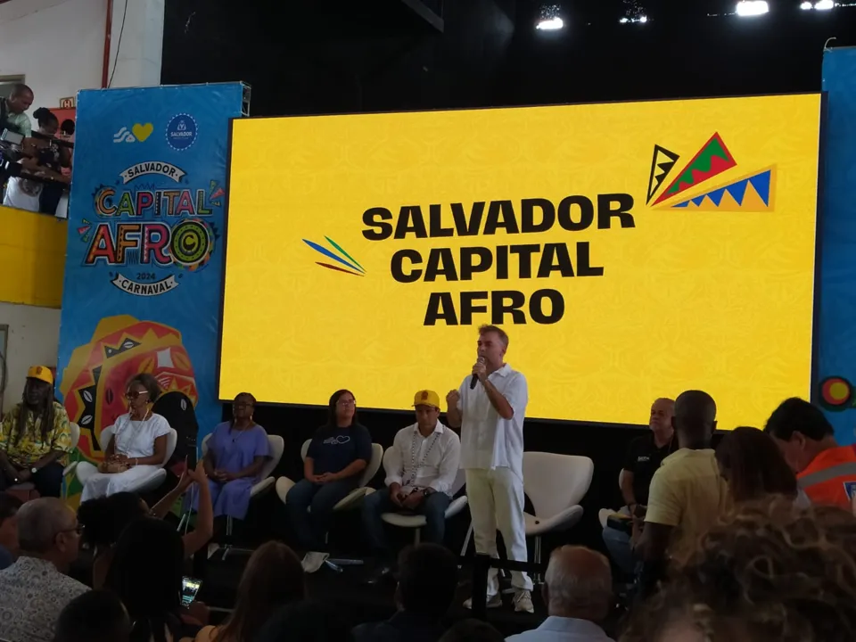 Tourinho esteve presente no lançamento do Carnaval 2024 da Prefeitura de Salvador, na manhã desta terça-feira