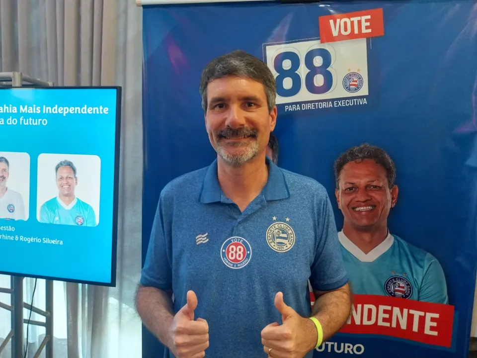 O candidato Marcus Verhine, da chapa Bahia Mais Independente