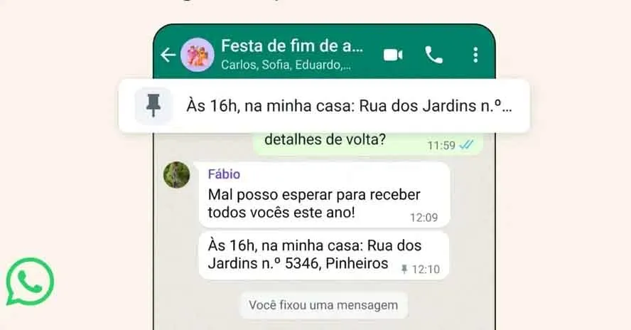 Qualquer tipo de mensagem pode ser fixada com o recurso