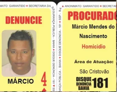 Além do duplo homicídio, Márcio Mendes do Nascimento também é suspeito de integrar uma organização criminosa no bairro de São Cristóvão