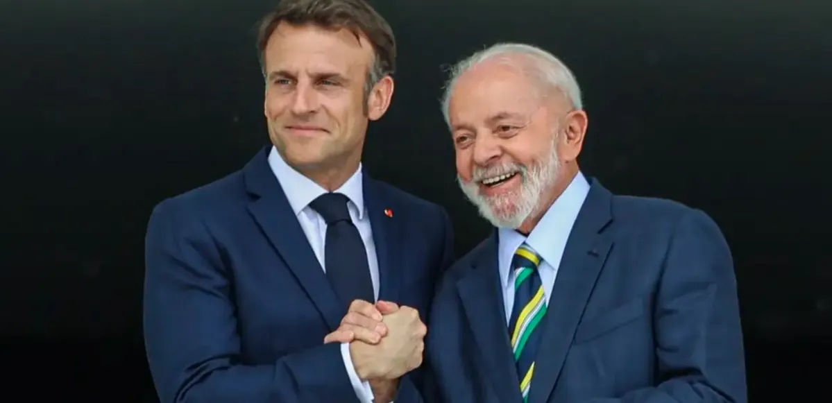 Emmanuel Macron e Luiz Inácio Lula de Silva
