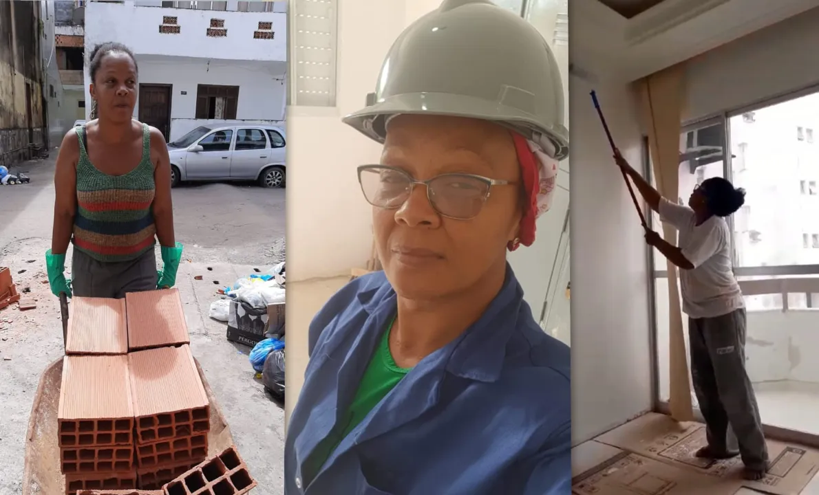 Telma tem 53 anos e trabalha como auxiliar de obras em um canteiro