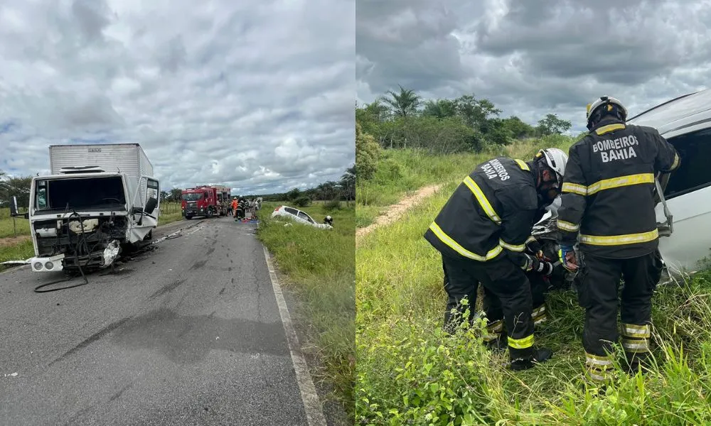 Homem morre após colisão entre carro e caminhão na BA 375
