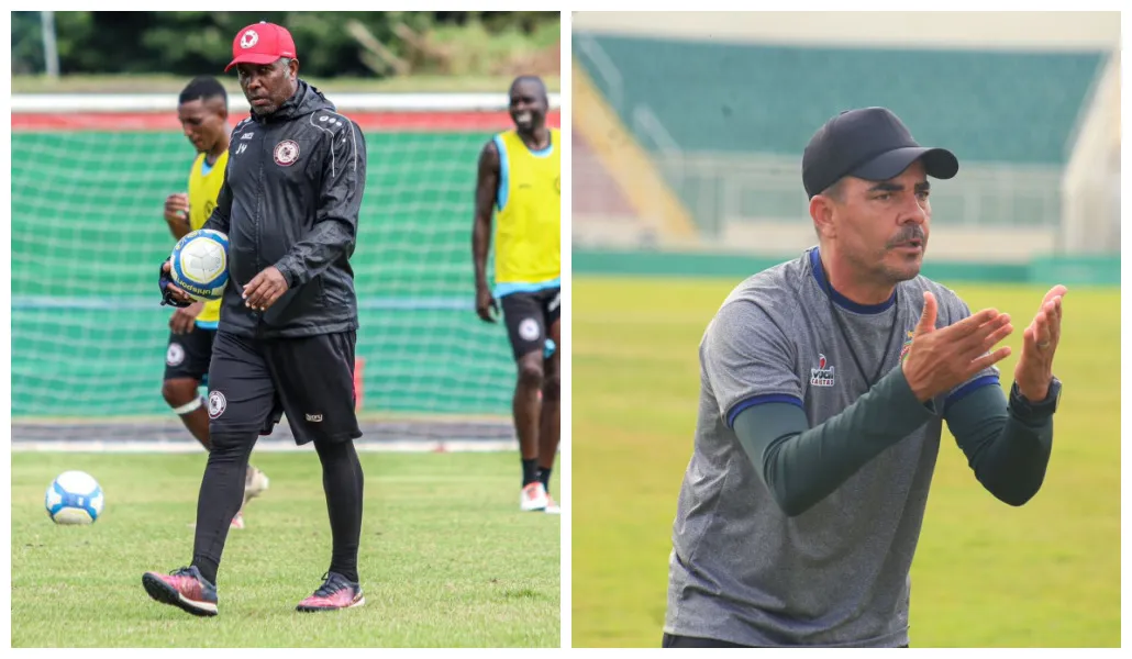 Treinadores Jonilson Veloso (Jacuipense) e Evandro Guimarães (Juazeirense)