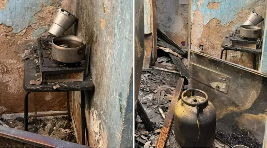 Casa ficou destruída com o fogo