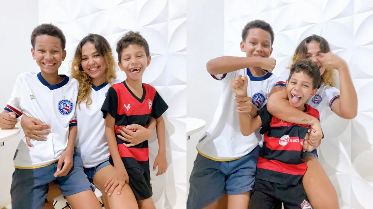 Azânia Leiro com os filhos Ávine e Ávine