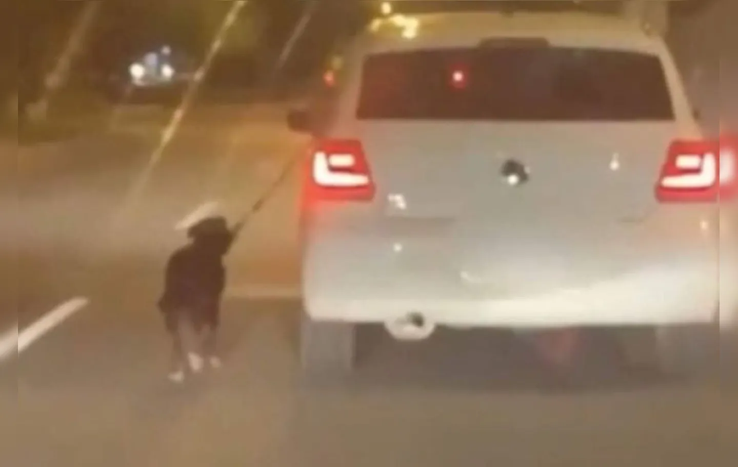 Motorista foi flagrado arrastando cachorro pela coleira enquanto dirigia carro