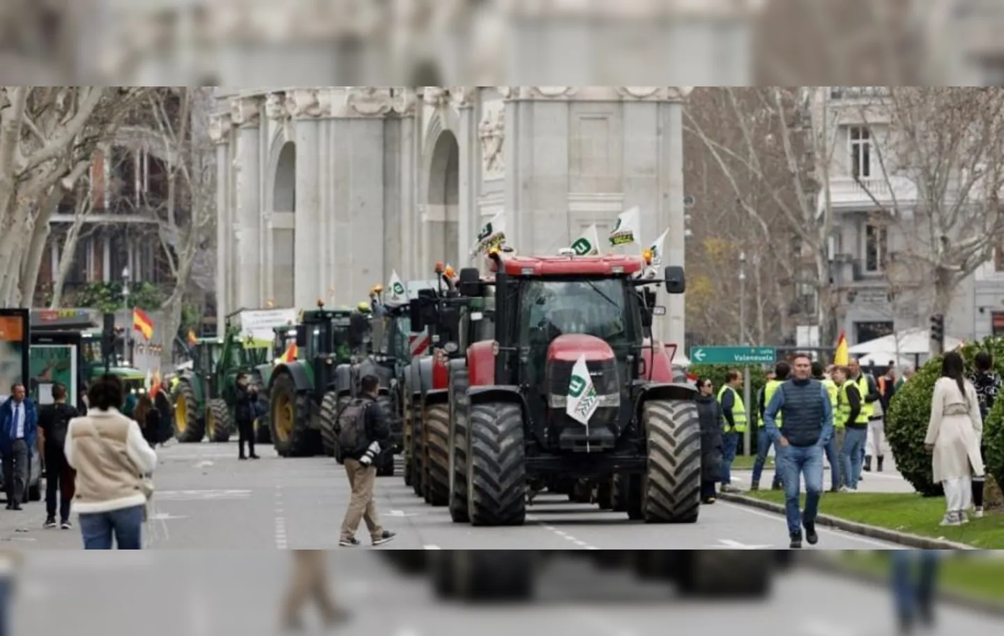 Protesto de agricultores em Madri, na Espanha