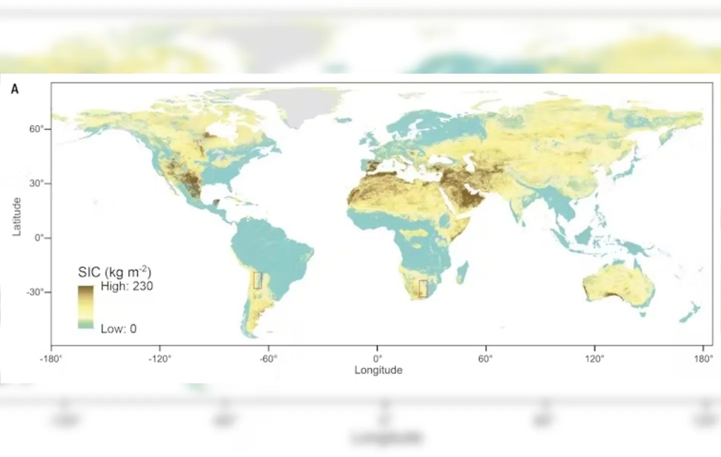 A distribuição global de carbono inorgânico nos 2 metros superiores do solo
