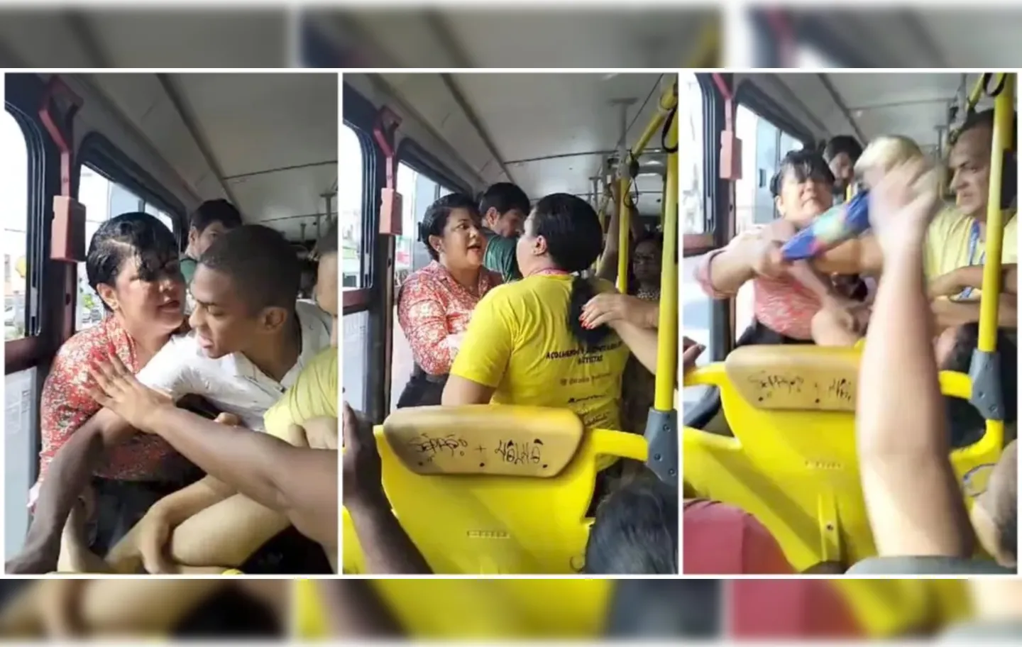Ana Cláudia Falcão Rodrigues, de blusa amarela, foi agredida em ônibus