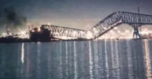 Imagem ilustrativa da imagem Ponte desaba completamente nos EUA após colisão de navio; veja