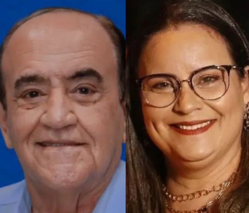 Prefeito Marival Fraga (Avante) e secretária de Educação, Roberta Sodré