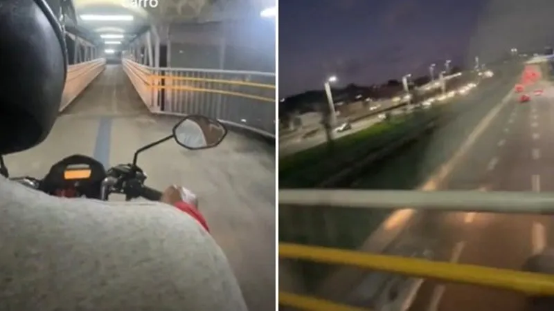 Passarela atravessada pelo motociclista parece ser a que fica na altura da Estação Mussurunga