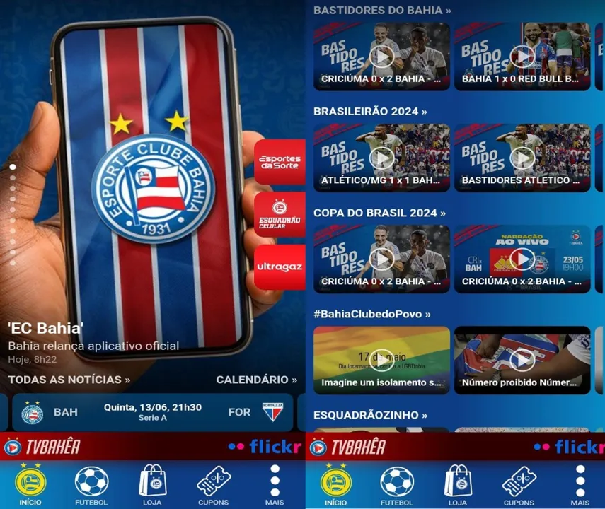 Novo app do Bahia