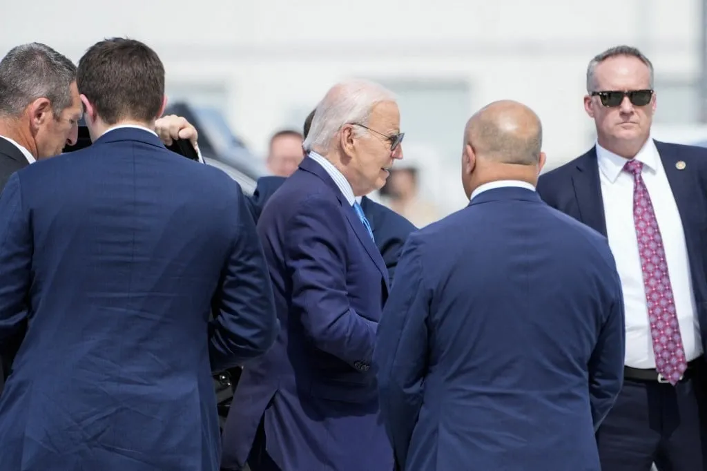 O presidente dos EUA, Joe Biden, em 17 de julho de 2024, dia em que testou positivo para Covid