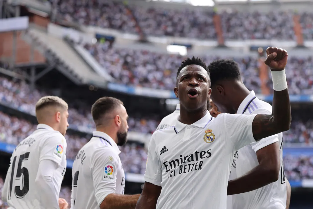 Vini Jr em partida pelo Real Madrid