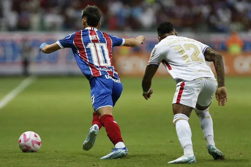 Biel e Marinho durante a partida entre Bahia x Fortaleza, no Brasileirão de 2023.