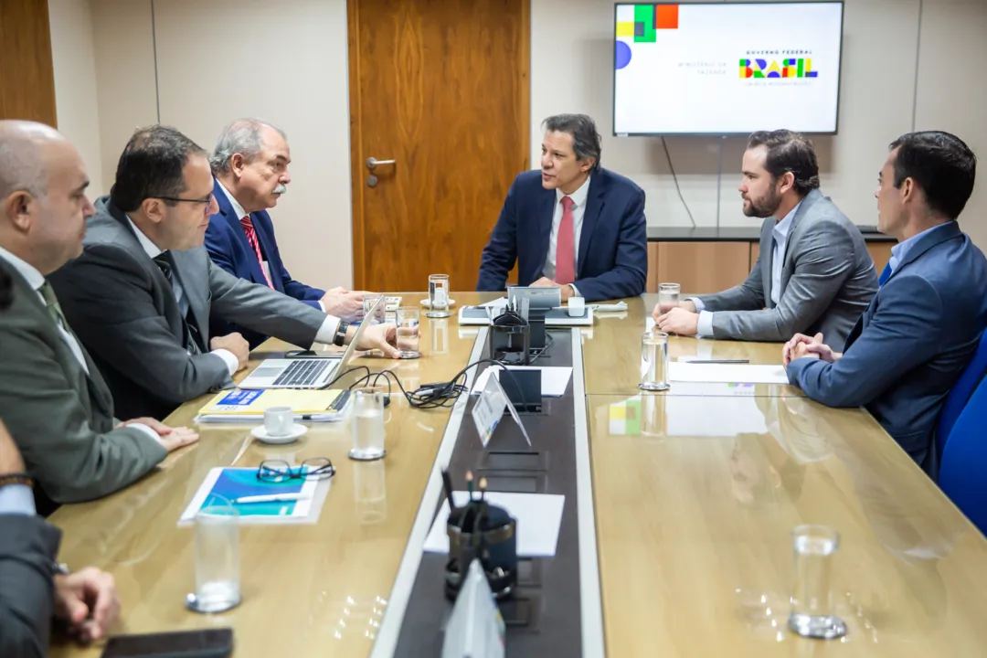 Fernando Haddad durante reunião com Aloizio Mercadante, presidente do BNDES