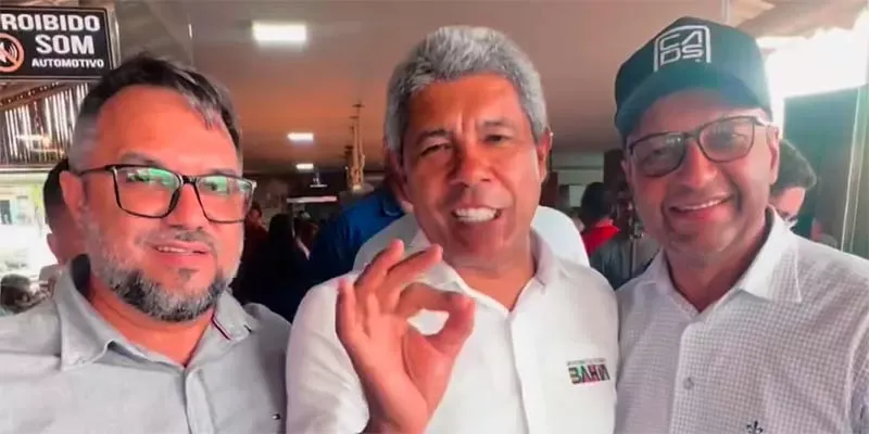 Romerinho, Jerônimo e Nininho, juntos durante passagem do governador por Quijingue