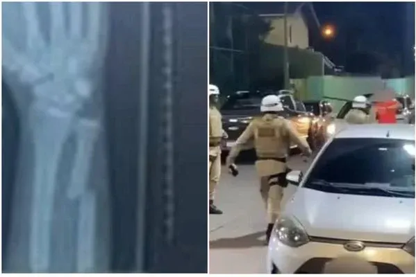 Vídeos registraram o momento em que o jovem é agredido pelos policiais militares