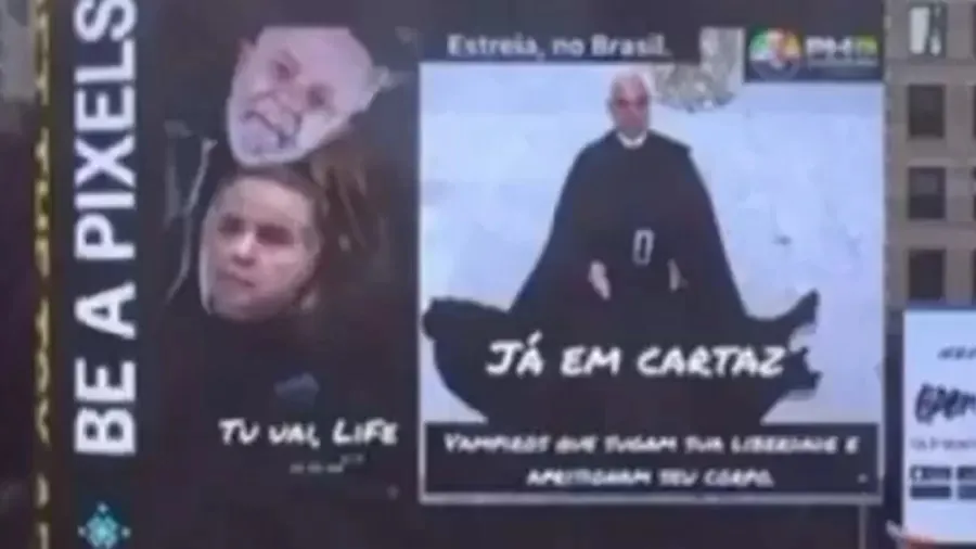 Imagem ilustrativa da imagem Memes com Lula e ministros do STF são exibidos na Times Square