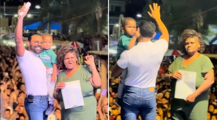 Pablo teve o show interrompido por Sandra de Oliveira, que carregava o filho