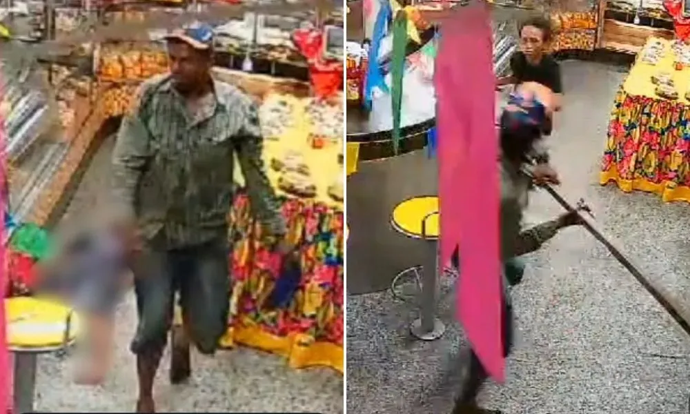 Imagem ilustrativa da imagem Preso homem flagrado em vídeo atacando mulher com pedaço de madeira