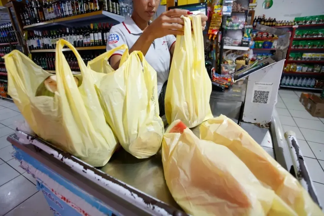 O artigo 2º da lei torna obrigatória a utilização de sacos e sacolas plásticas recicláveis