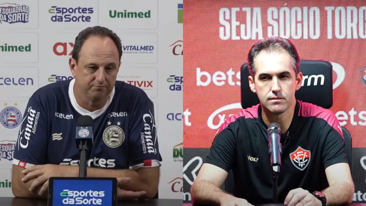 Rogério Ceni e Léo Condé durante coletiva