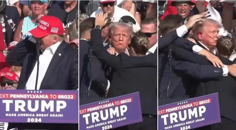 Imagem ilustrativa da imagem Trump se pronuncia após ataque em comício: "fui atingido"