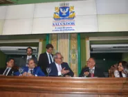 O prefeito de Salvador, Bruno Reis, durante coletiva após evento na Câmara de Salvador nesta quinta-feira