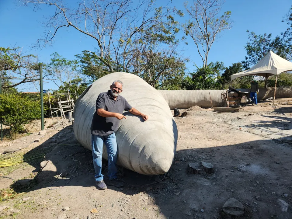 Imagem ilustrativa da imagem Baiano constrói minhoca gigante interativa para estudantes na Chapada