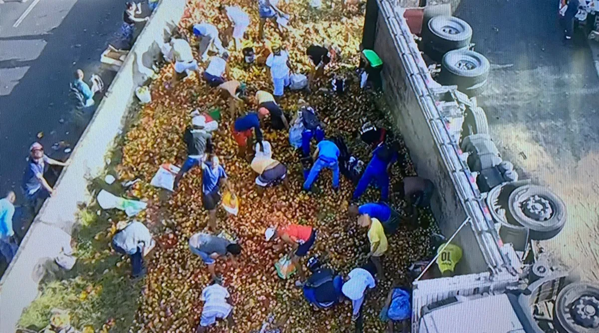 14 mil quilos de frutas ficaram caídas na pista