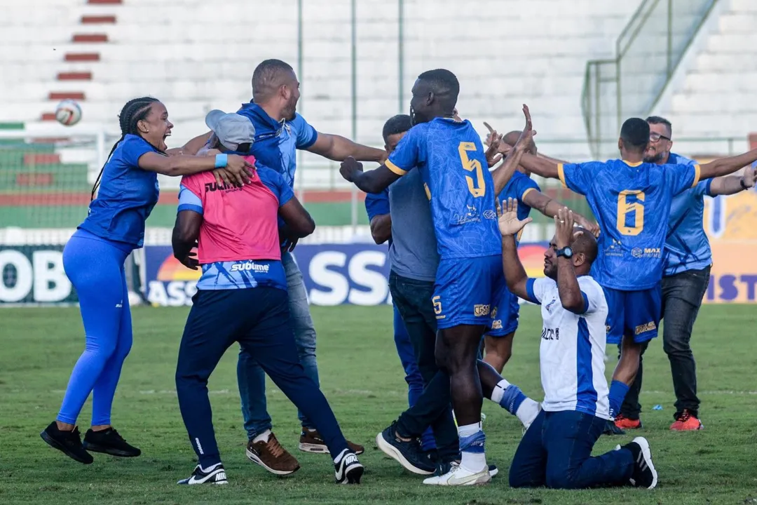 Jogadores e comissão técnica comemoram acesso